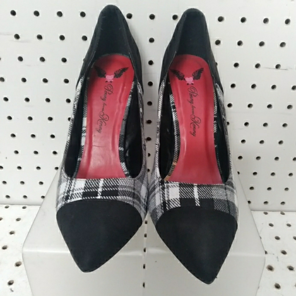 Penny Loves Kenny Black Women's Shoes| Plaid Pump Stiletto 4" High Heel  Sz 8.5M - Picture 2 of 5